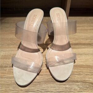 SCHUTZ Nude Clear-Strap Slide Mules